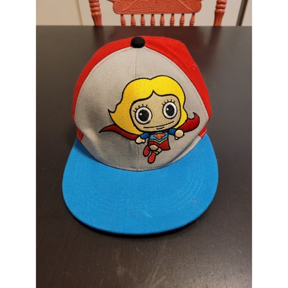 Supergirl Hat - Six Flags Texas - Blue Red Gray Snapback Cap - Picture 1 of 5